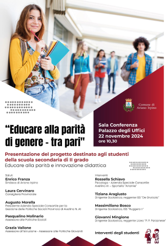 Presentazione  del progetto "Educare alla parità di genere - tra pari" - 