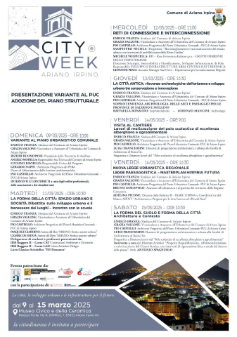 CITY WEEK - La città, lo sviluppo urbano e le infrastrutture per il futuro Presentazione della variante al PUC – Adozione del Piano Strutturale 